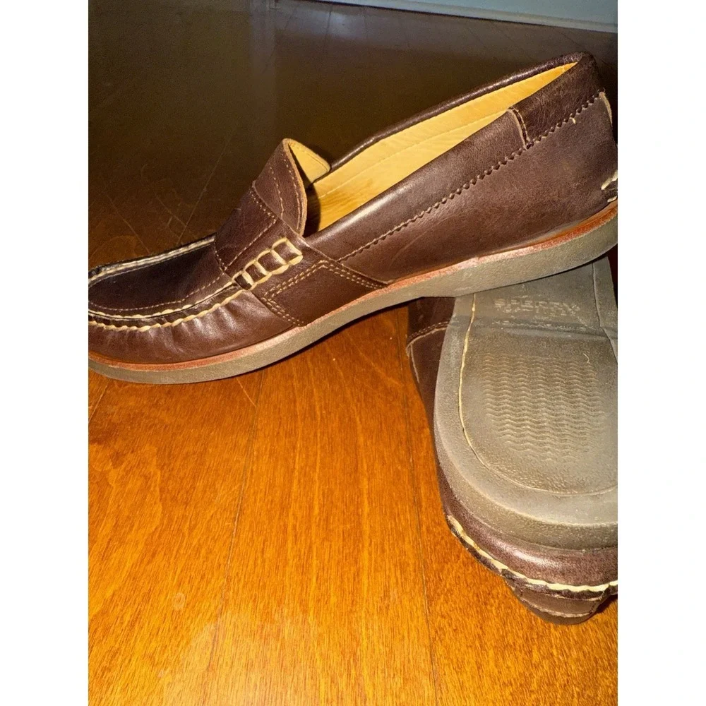 Gold Cup Sperry Brown Leather Penny Loafer Top Slider Men's 9.5M Classic Preppy